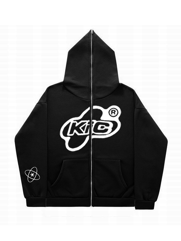 Men's Print Zip Up Oversized Hoodie-2