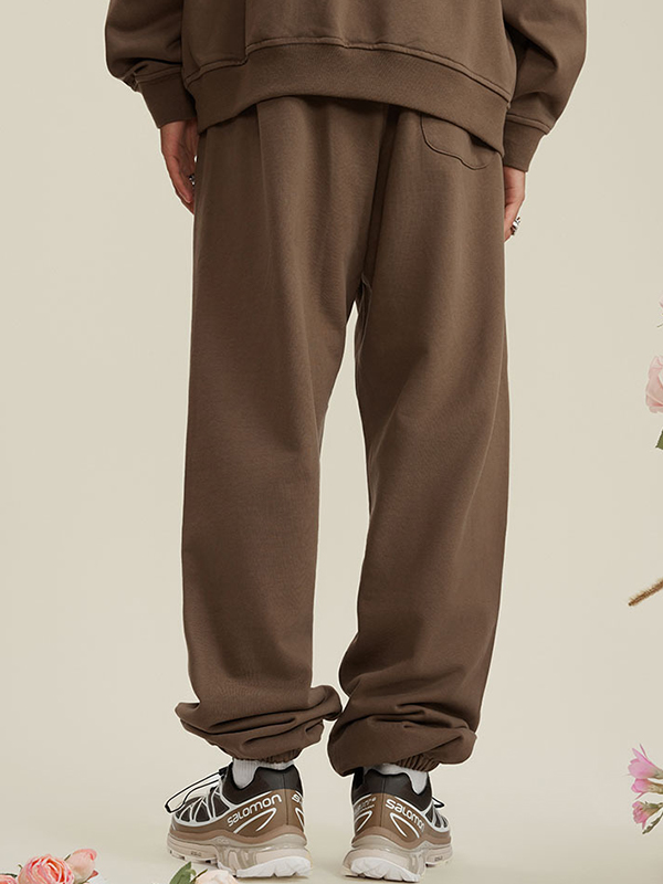 Men' Basic Solid Color Bound Feet Jogger Pants-2