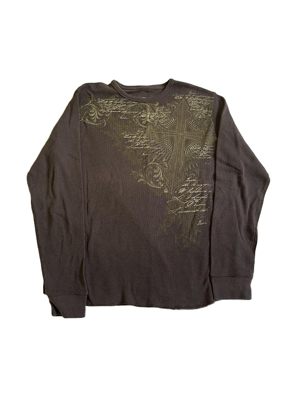 Vintage Cross Print Long Sleeve Tee-2