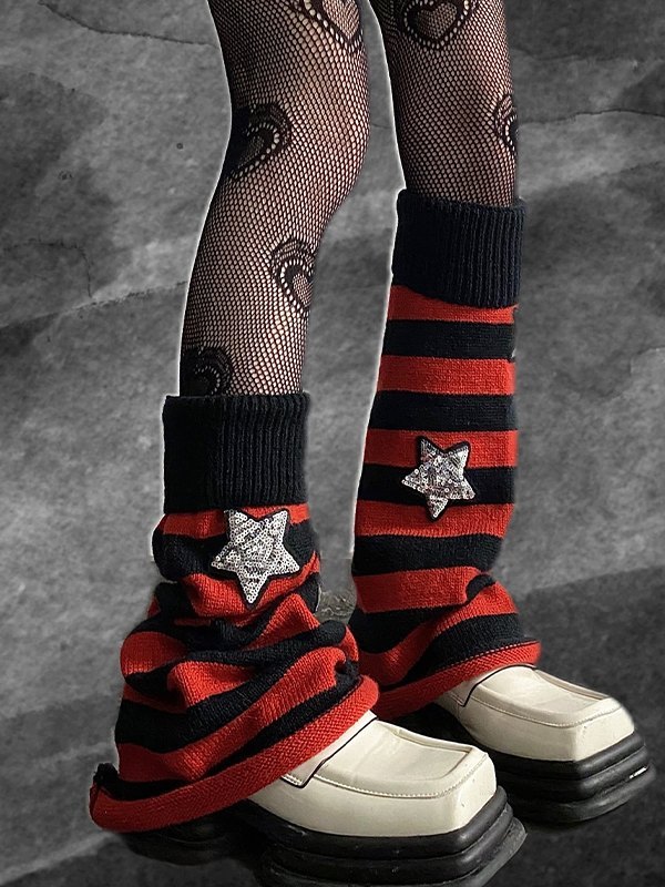 Sequin Star Striped Leg Warmer-2
