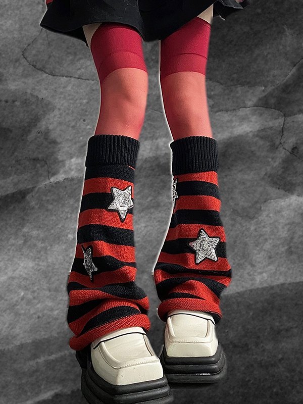 Sequin Star Striped Leg Warmer-1