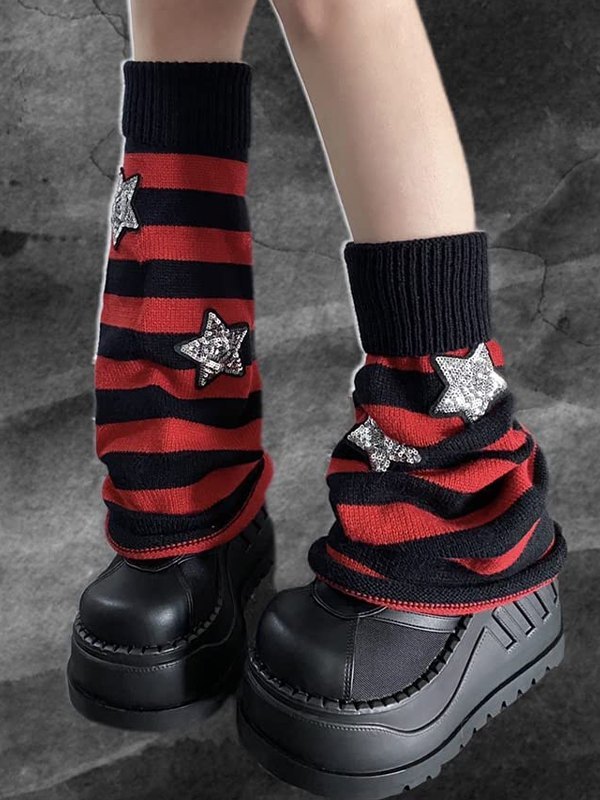 Sequin Star Striped Leg Warmer-3