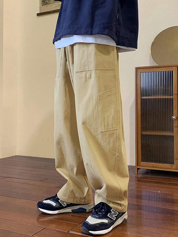 Men's Solid Color Skater Leg Pants-5