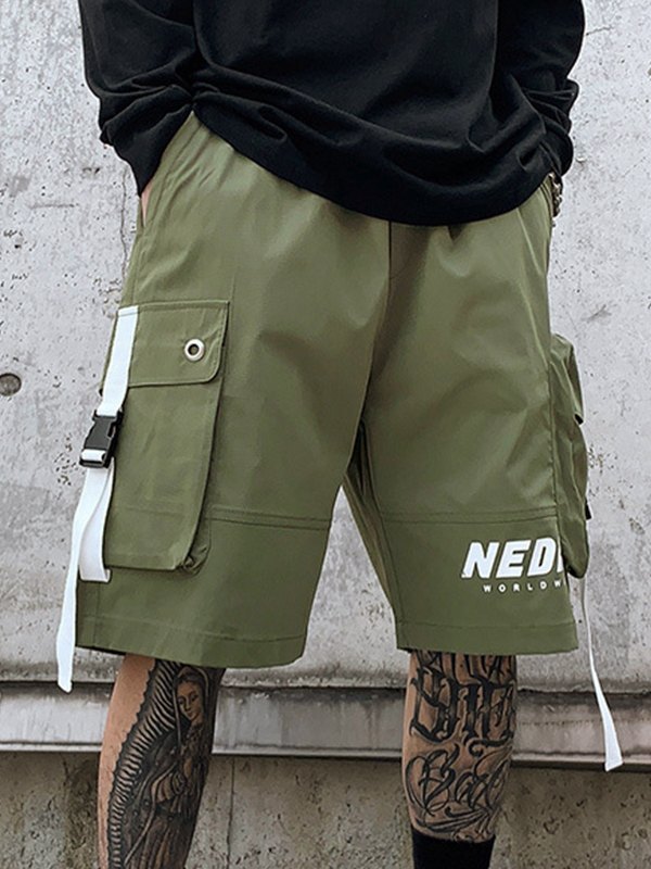 Men's Buckle Pocket Loose Cargo Shorts-1