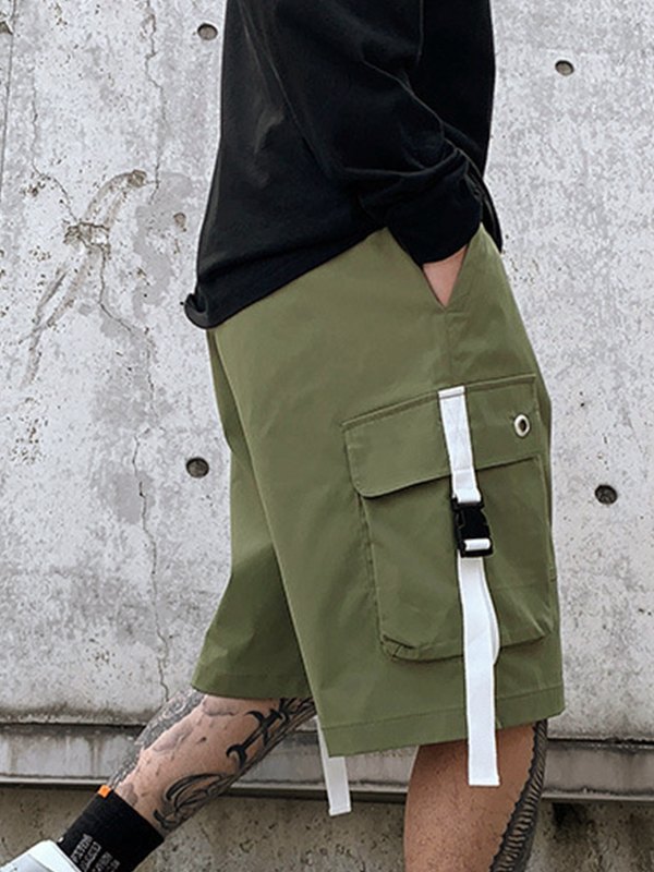 Men's Buckle Pocket Loose Cargo Shorts-2