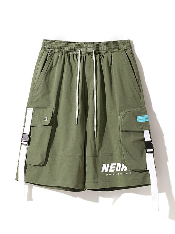 Men's Buckle Pocket Loose Cargo Shorts-3