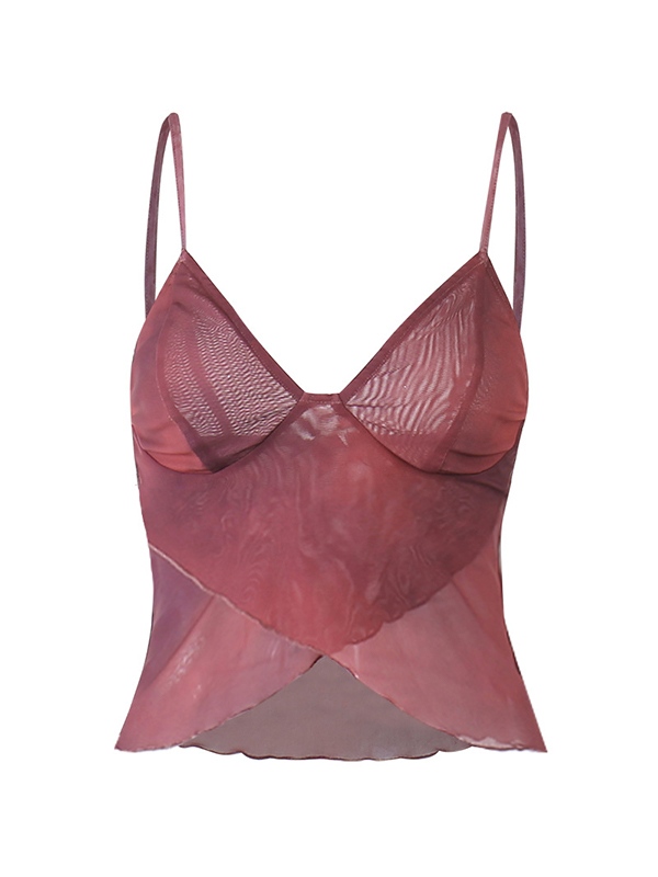 Cross Over Mesh Crop Cami Top-4