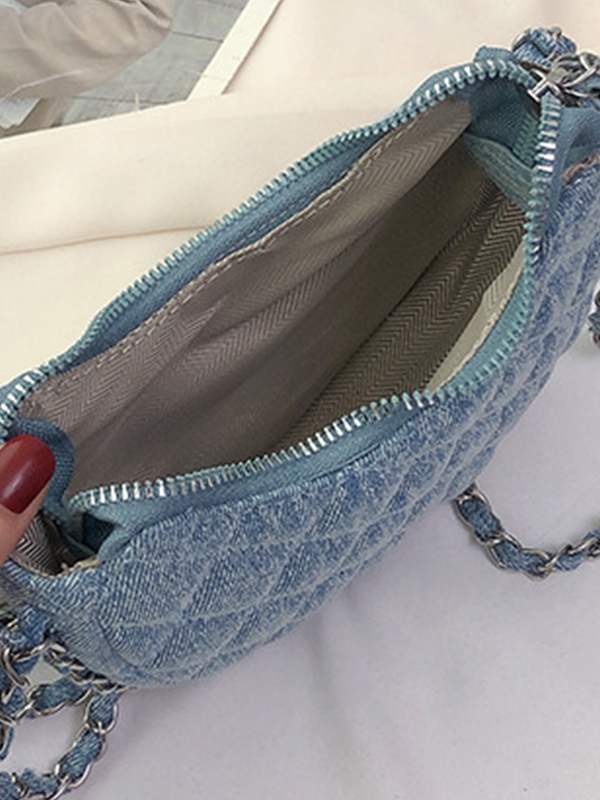 Denim Rhombus Chain Crossbody Bag-3