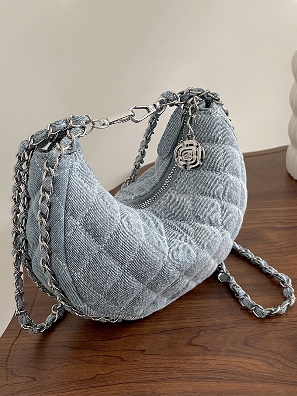Denim Rhombus Chain Crossbody Bag-1