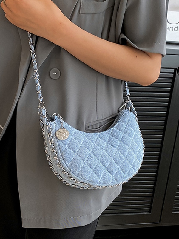 Denim Rhombus Chain Crossbody Bag-2