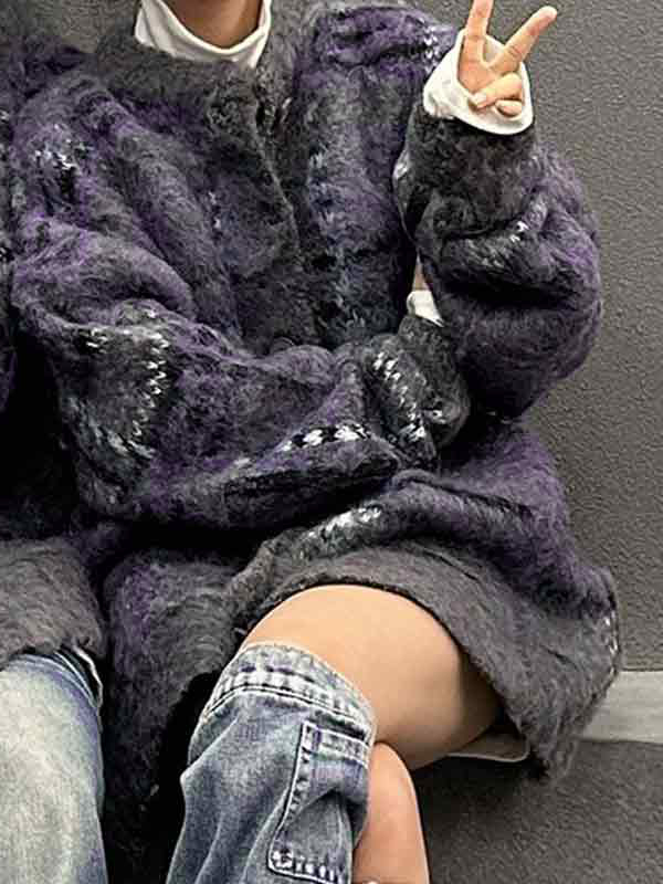 Cozy Contrast Color Jacquard Cardigan-3