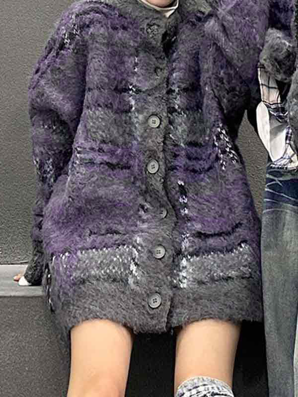 Cozy Contrast Color Jacquard Cardigan-1