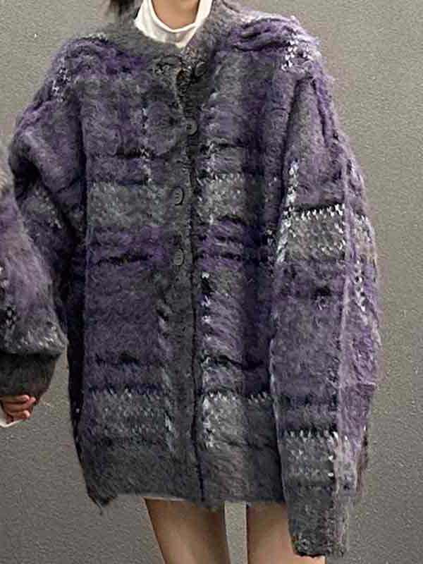 Cozy Contrast Color Jacquard Cardigan-4