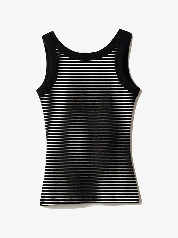 Striped Print U Neck Tank Top-3
